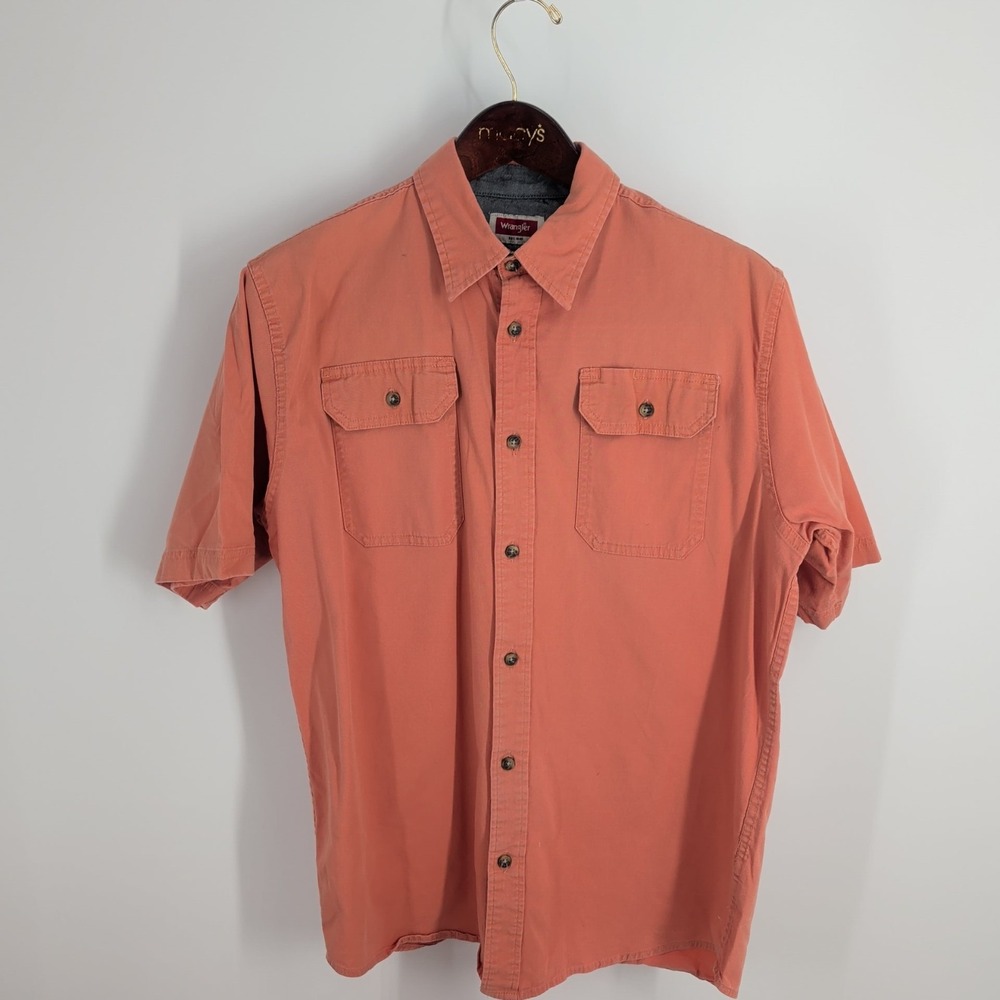 Vintage Wrangler Flex‎ For Comfort Short Sleeve Button-Up Shirt Salmon Size M